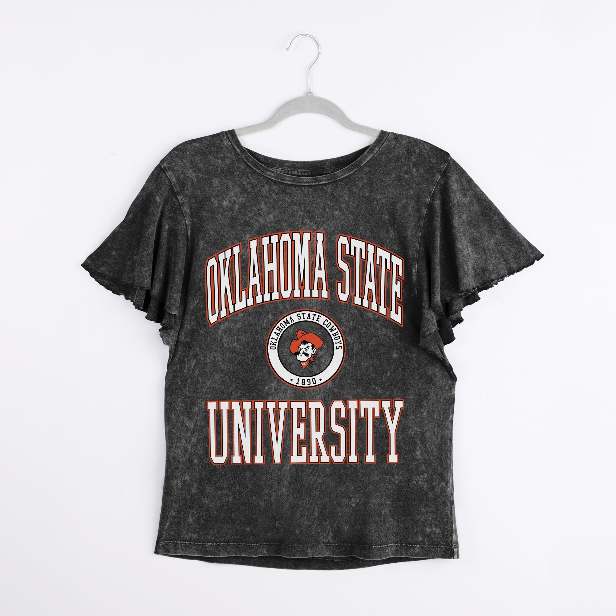 OKLAHOMA STATE COWBOYS VICTORY MODE FLUTTER SLEEVE TEE IN BLACK
