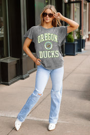 OREGON DUCKS VICTORY MODE FLUTTER SLEEVE TEE IN GREY