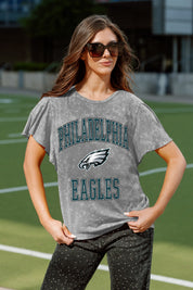 PHILADELPHIA EAGLES VICTORY MODE FLUTTER SLEEVE TEE IN GREY