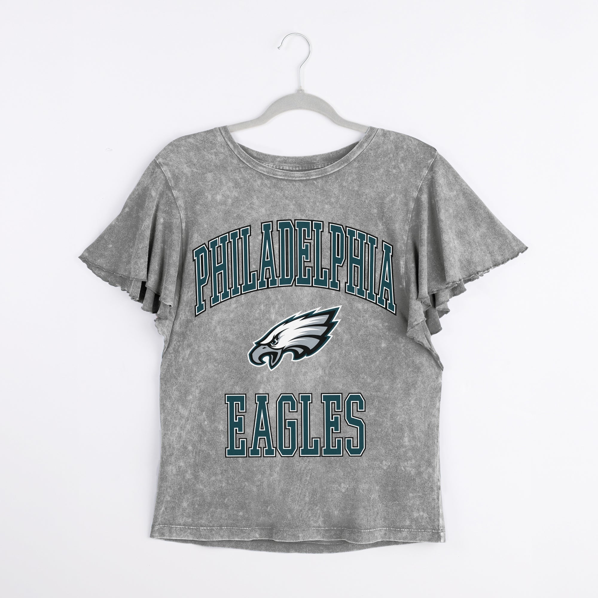 PHILADELPHIA EAGLES VICTORY MODE FLUTTER SLEEVE TEE IN GREY
