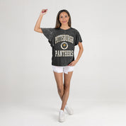 PITTSBURGH PANTHERS VICTORY MODE FLUTTER SLEEVE TEE IN BLACK