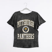 PITTSBURGH PANTHERS VICTORY MODE FLUTTER SLEEVE TEE IN BLACK