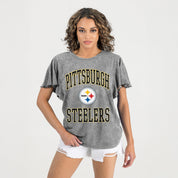 PITTSBURGH STEELERS VICTORY MODE FLUTTER SLEEVE TEE IN GREY