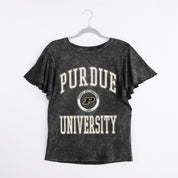 PURDUE BOILERMAKERS VICTORY MODE FLUTTER SLEEVE TEE IN BLACK
