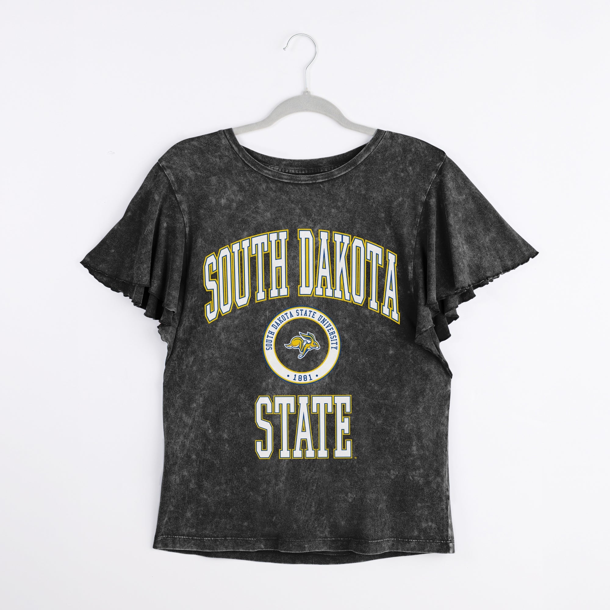 SOUTH DAKOTA STATE JACKRABBITS VICTORY MODE FLUTTER SLEEVE TEE IN BLACK
