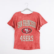 SAN FRANCISCO 49ERS VICTORY MODE FLUTTER SLEEVE TEE IN RED