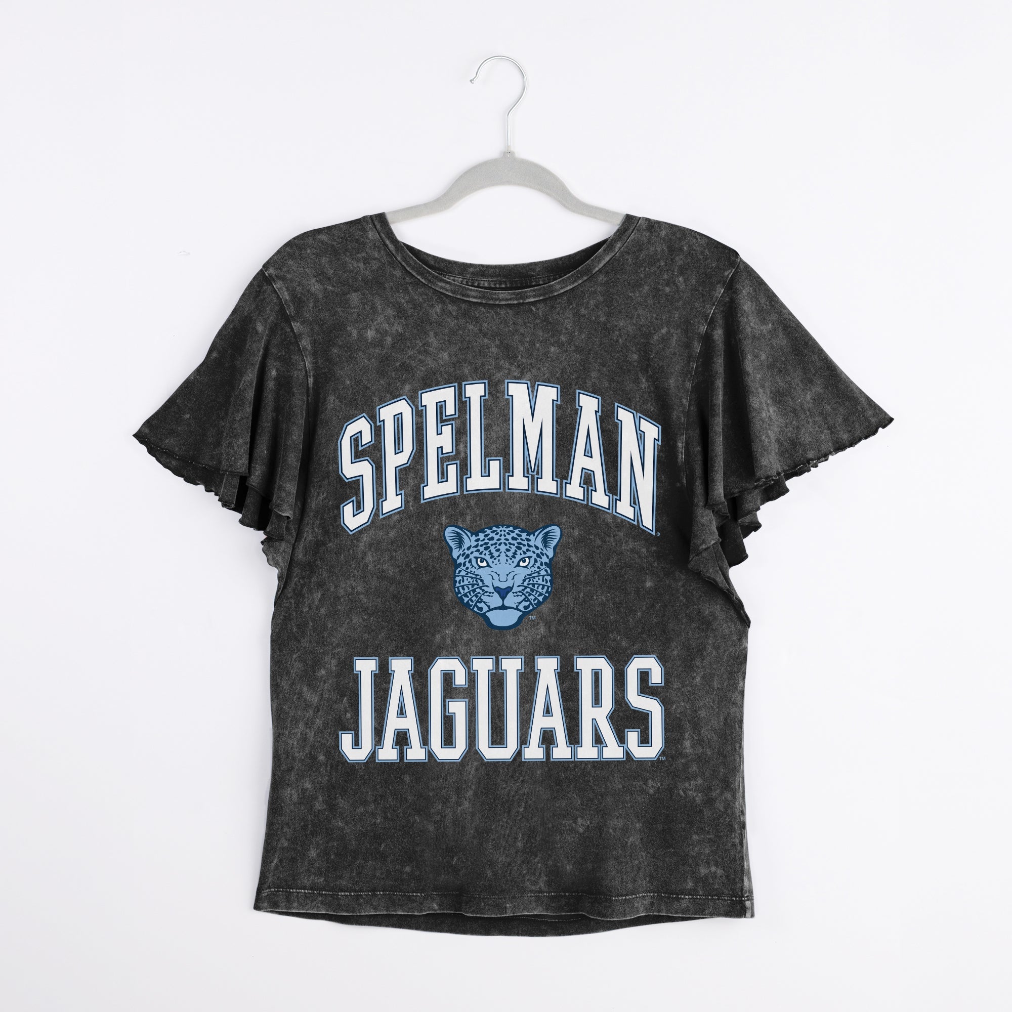 SPELMAN COLLEGE JAGUARS VICTORY MODE FLUTTER SLEEVE TEE IN BLACK