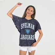 SPELMAN COLLEGE JAGUARS VICTORY MODE FLUTTER SLEEVE TEE IN NAVY