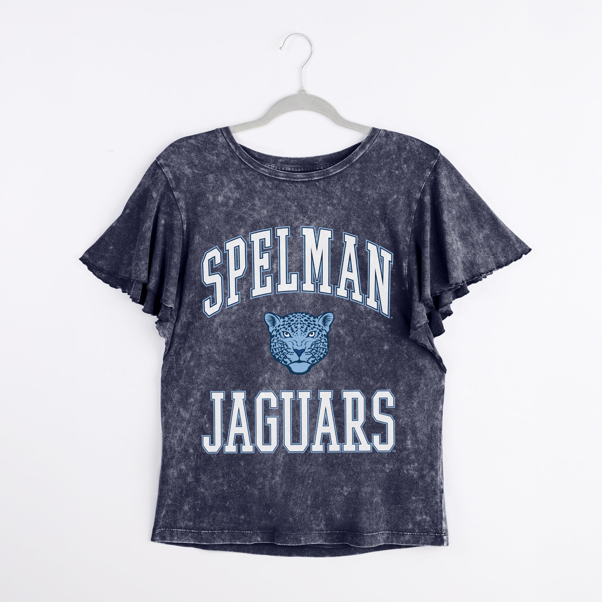 SPELMAN COLLEGE JAGUARS VICTORY MODE FLUTTER SLEEVE TEE IN NAVY