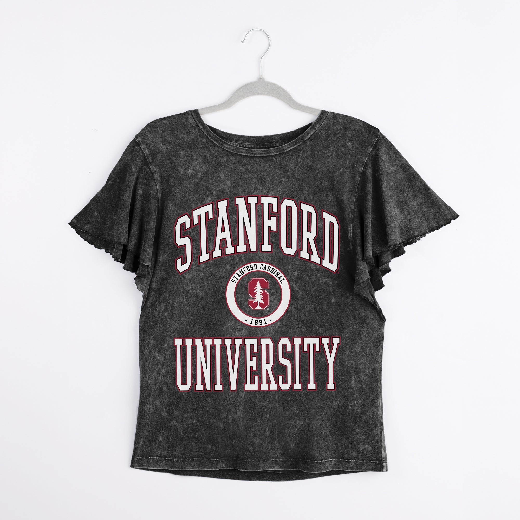 STANFORD CARDINAL VICTORY MODE FLUTTER SLEEVE TEE IN BLACK