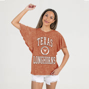 TEXAS LONGHORNS VICTORY MODE FLUTTER SLEEVE TEE IN TEX ORANGE