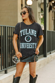 TULANE GREEN WAVE VICTORY MODE FLUTTER SLEEVE TEE IN BLACK