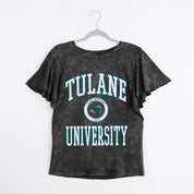 TULANE GREEN WAVE VICTORY MODE FLUTTER SLEEVE TEE IN BLACK