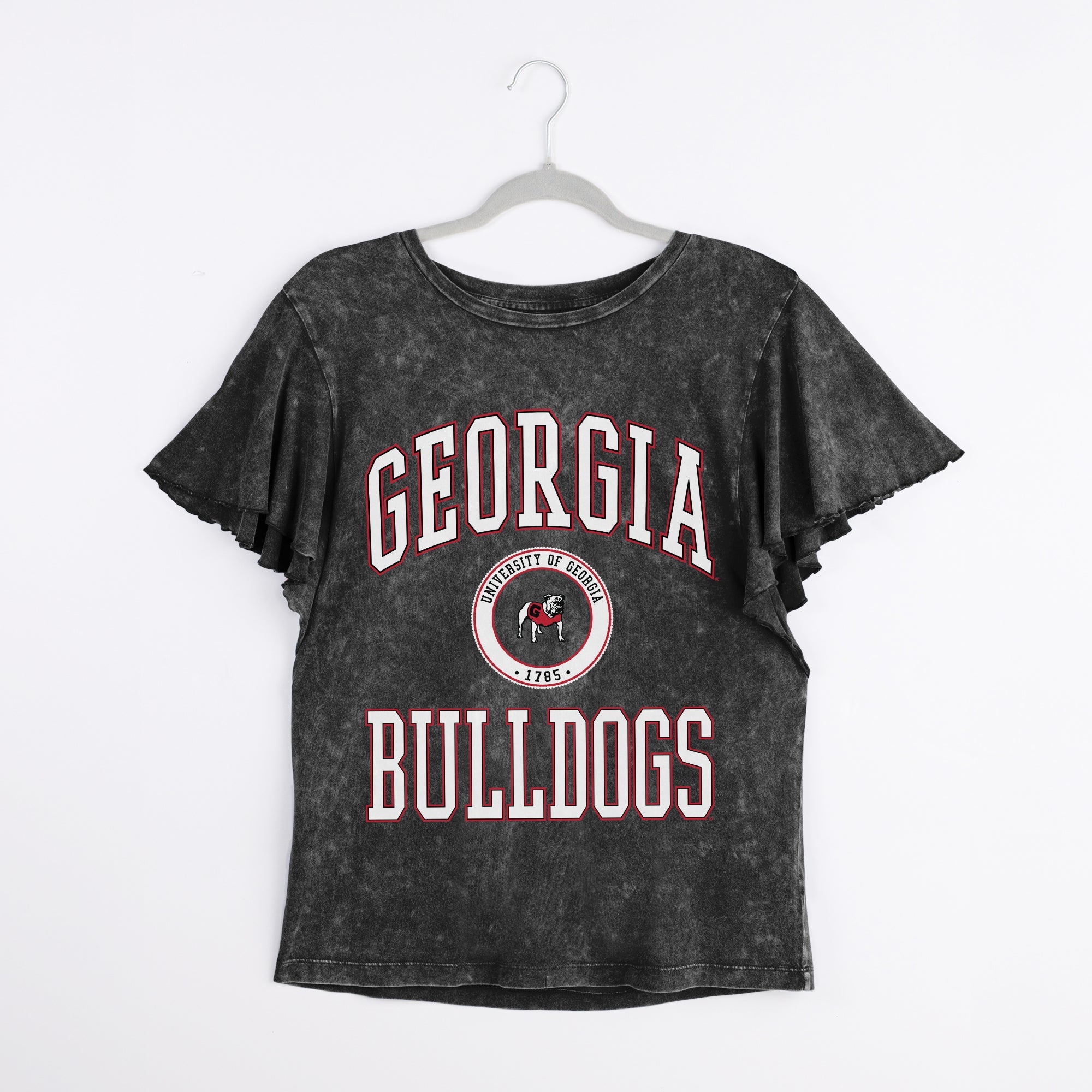 GEORGIA BULLDOGS VICTORY MODE FLUTTER SLEEVE TEE IN BLACK