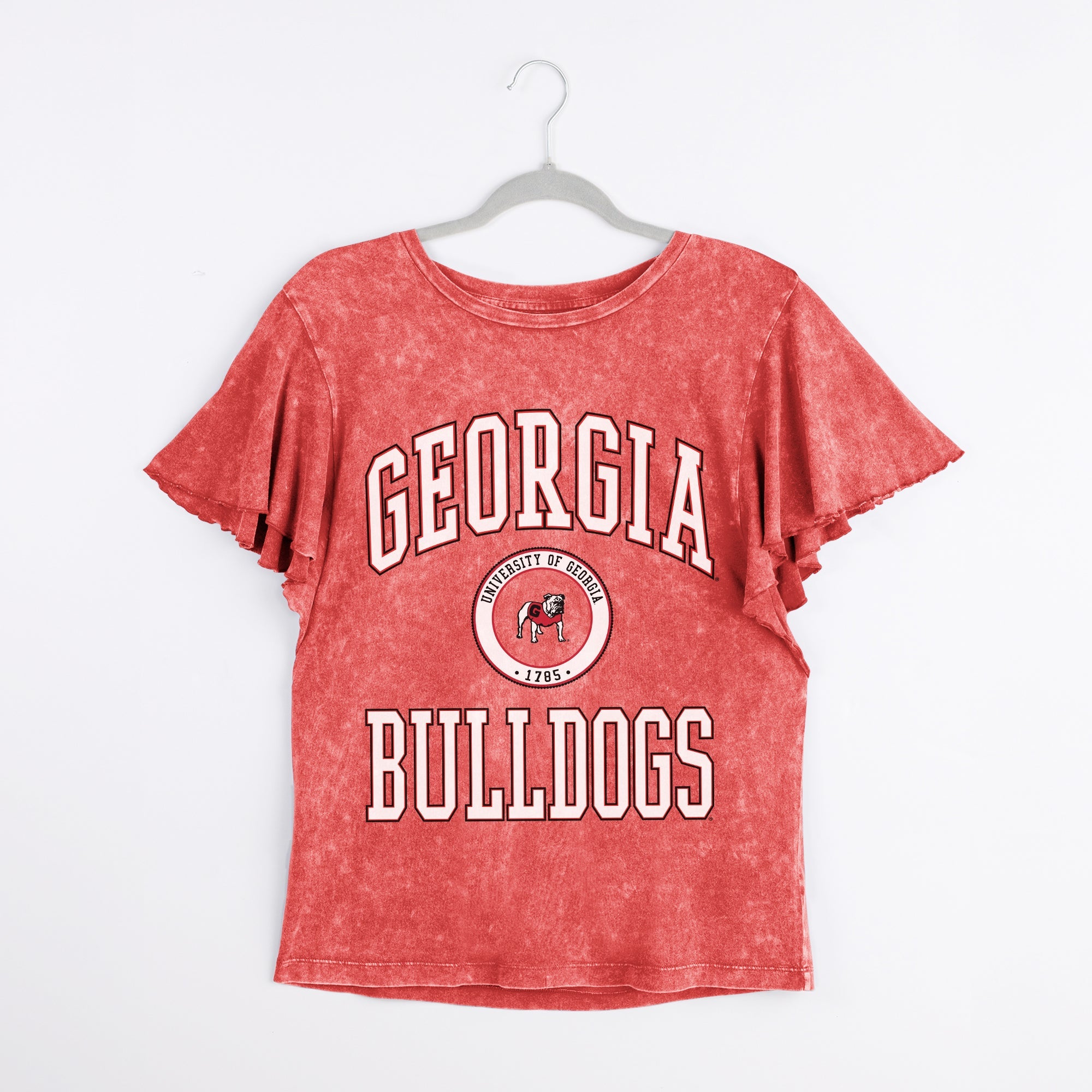 GEORGIA BULLDOGS VICTORY MODE FLUTTER SLEEVE TEE IN RED