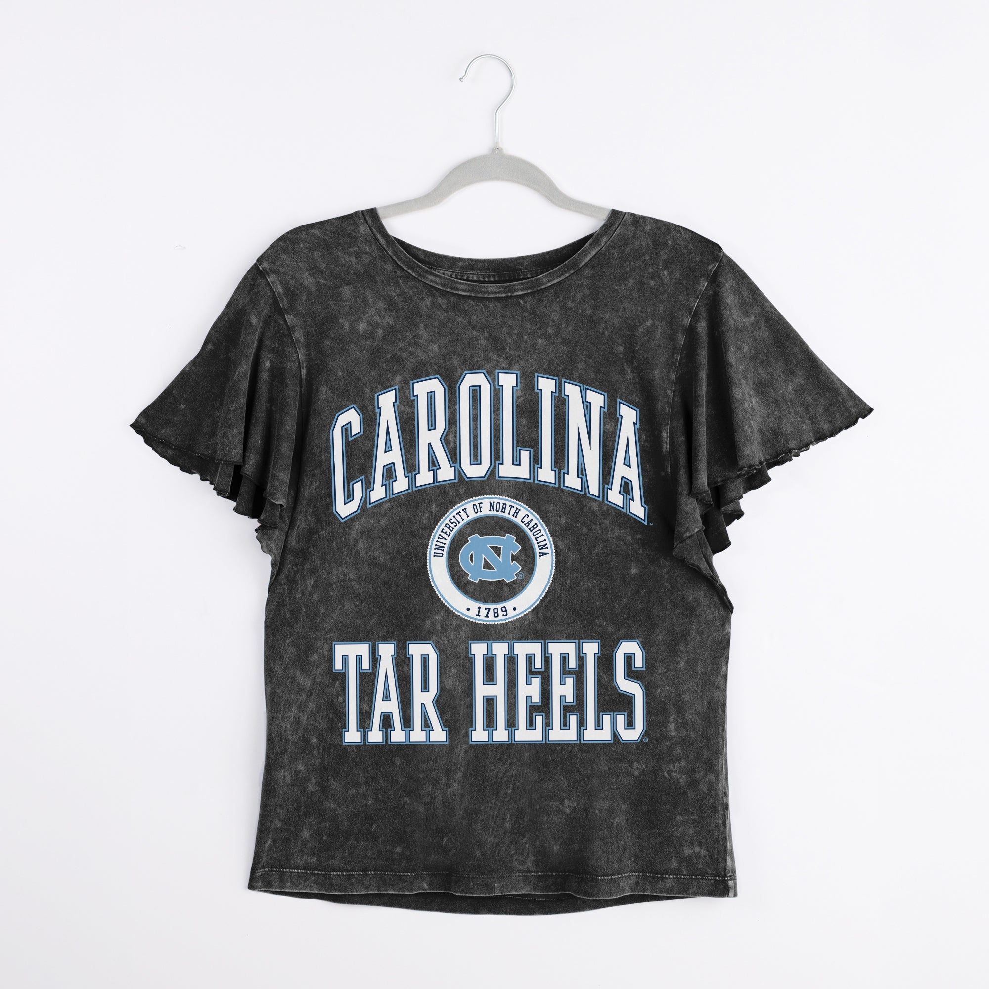 NORTH CAROLINA TAR HEELS VICTORY MODE FLUTTER SLEEVE TEE IN BLACK