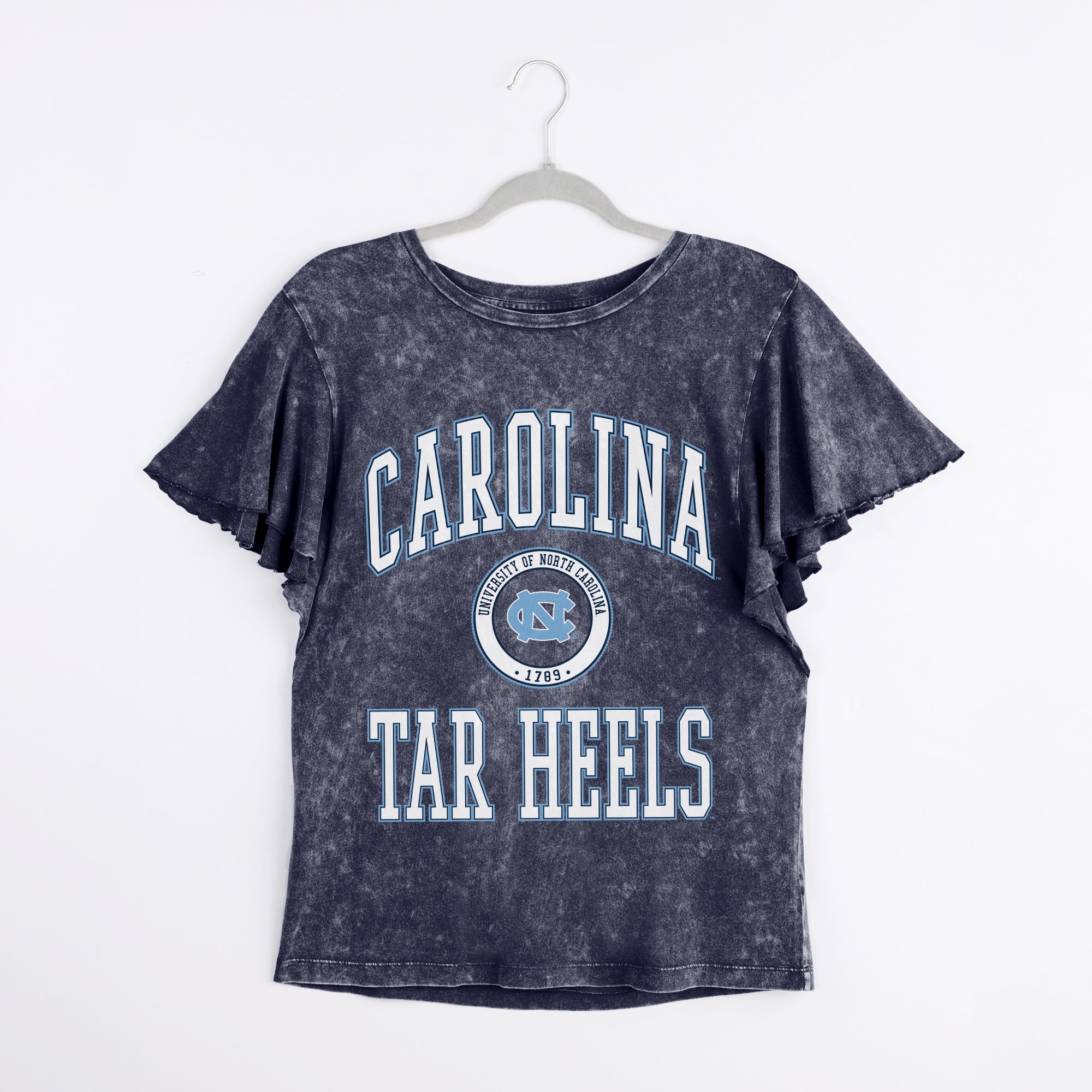 NORTH CAROLINA TAR HEELS VICTORY MODE FLUTTER SLEEVE TEE IN NAVY