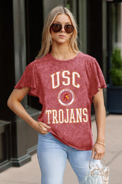 USC TROJANS VICTORY MODE FLUTTER SLEEVE TEE IN CRIMSON