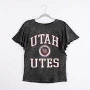 UTAH UTES VICTORY MODE FLUTTER SLEEVE TEE IN BLACK