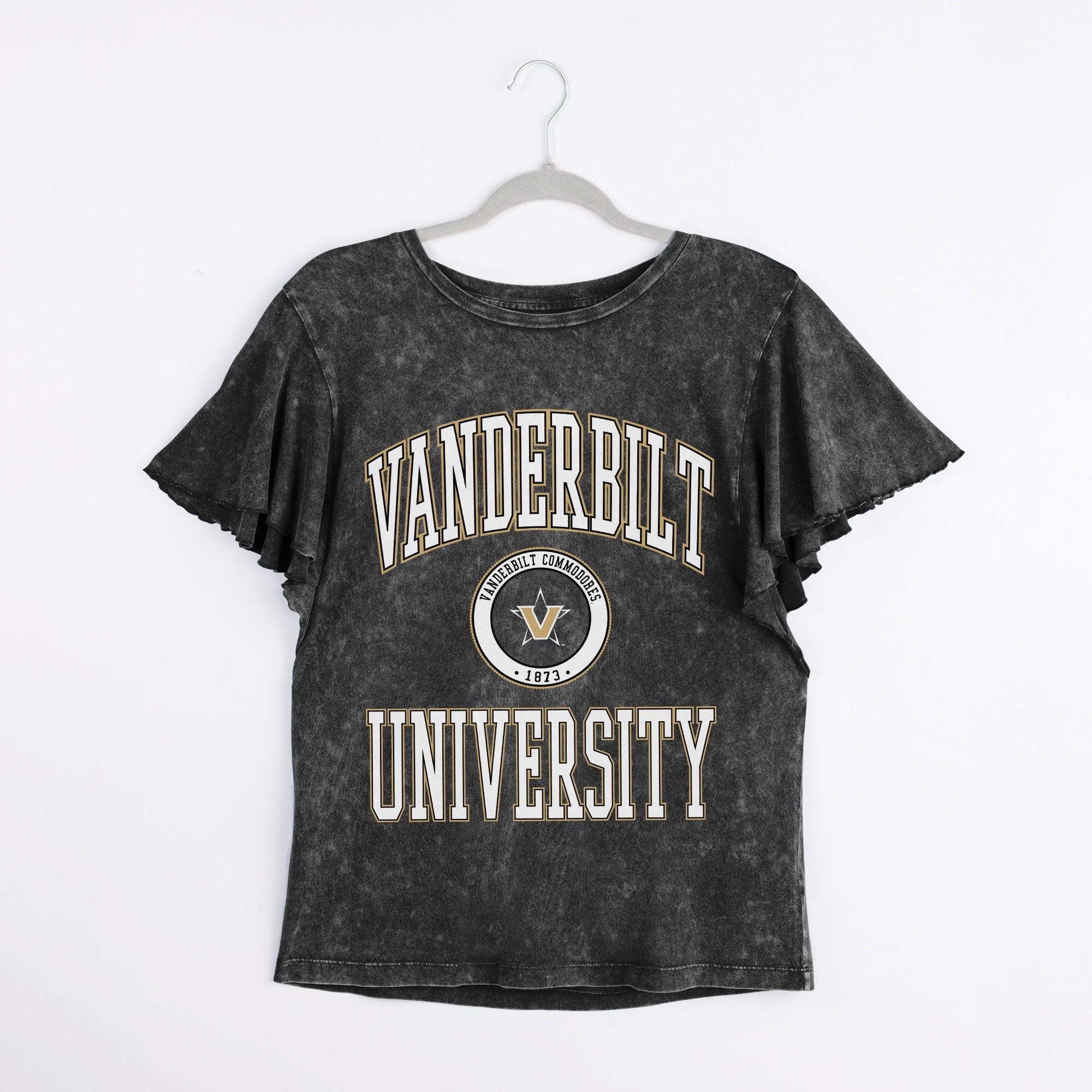 VANDERBILT COMMODORES VICTORY MODE FLUTTER SLEEVE TEE IN BLACK