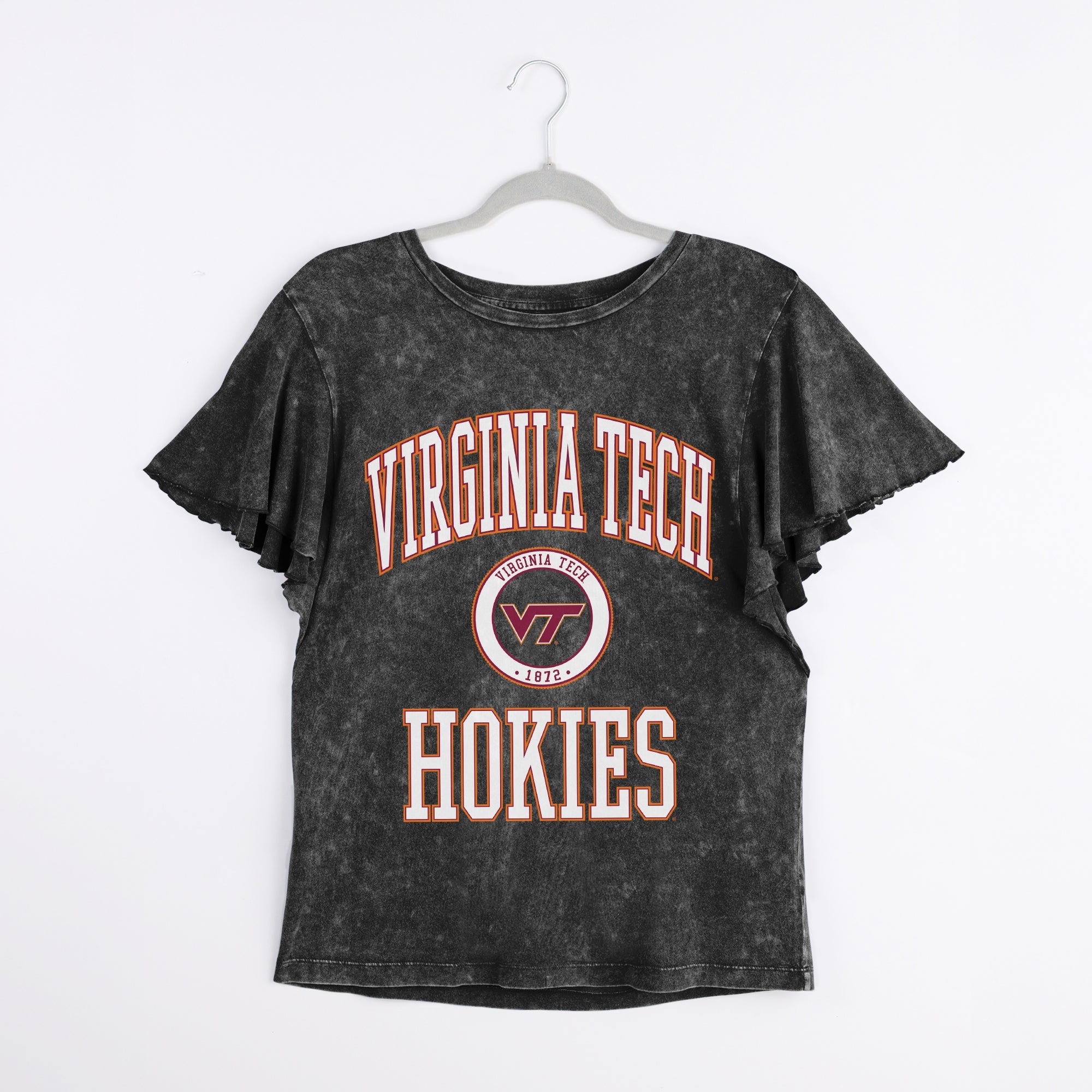 VIRGINIA TECH HOKIES VICTORY MODE FLUTTER SLEEVE TEE IN BLACK