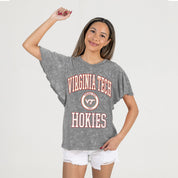 VIRGINIA TECH HOKIES VICTORY MODE FLUTTER SLEEVE TEE IN GREY