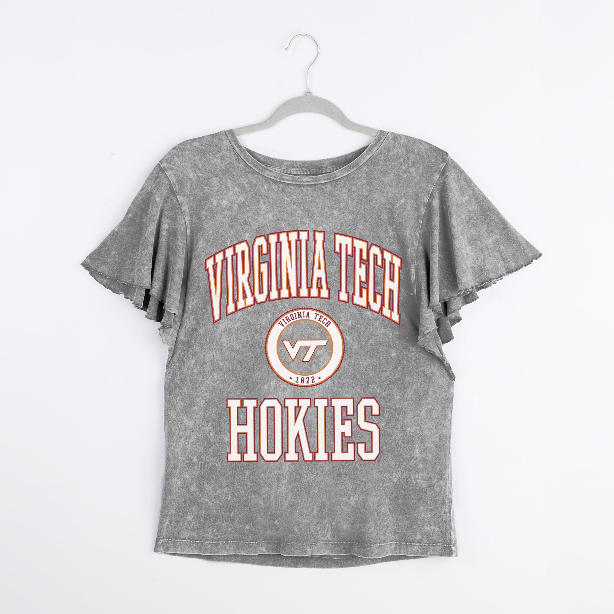VIRGINIA TECH HOKIES VICTORY MODE FLUTTER SLEEVE TEE IN GREY