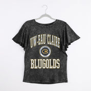 WISCONSIN-EAU CLAIRE BLUGOLDS VICTORY MODE FLUTTER SLEEVE TEE IN BLACK