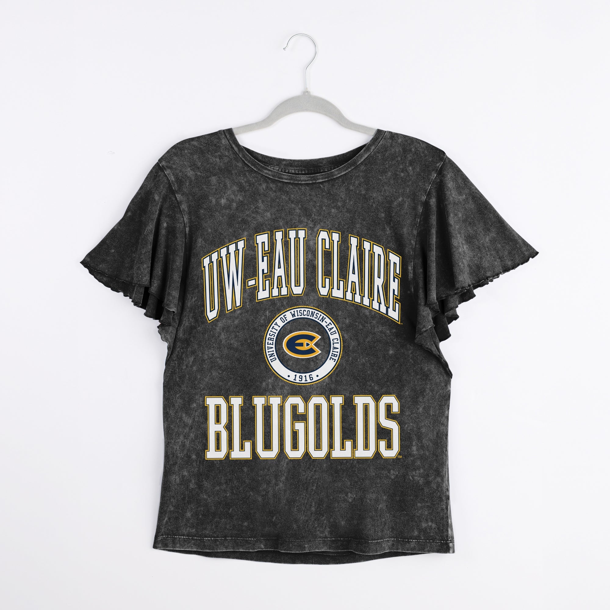 WISCONSIN-EAU CLAIRE BLUGOLDS VICTORY MODE FLUTTER SLEEVE TEE IN BLACK