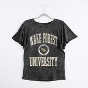 WAKE FOREST DEMON DEACONS VICTORY MODE FLUTTER SLEEVE TEE IN BLACK