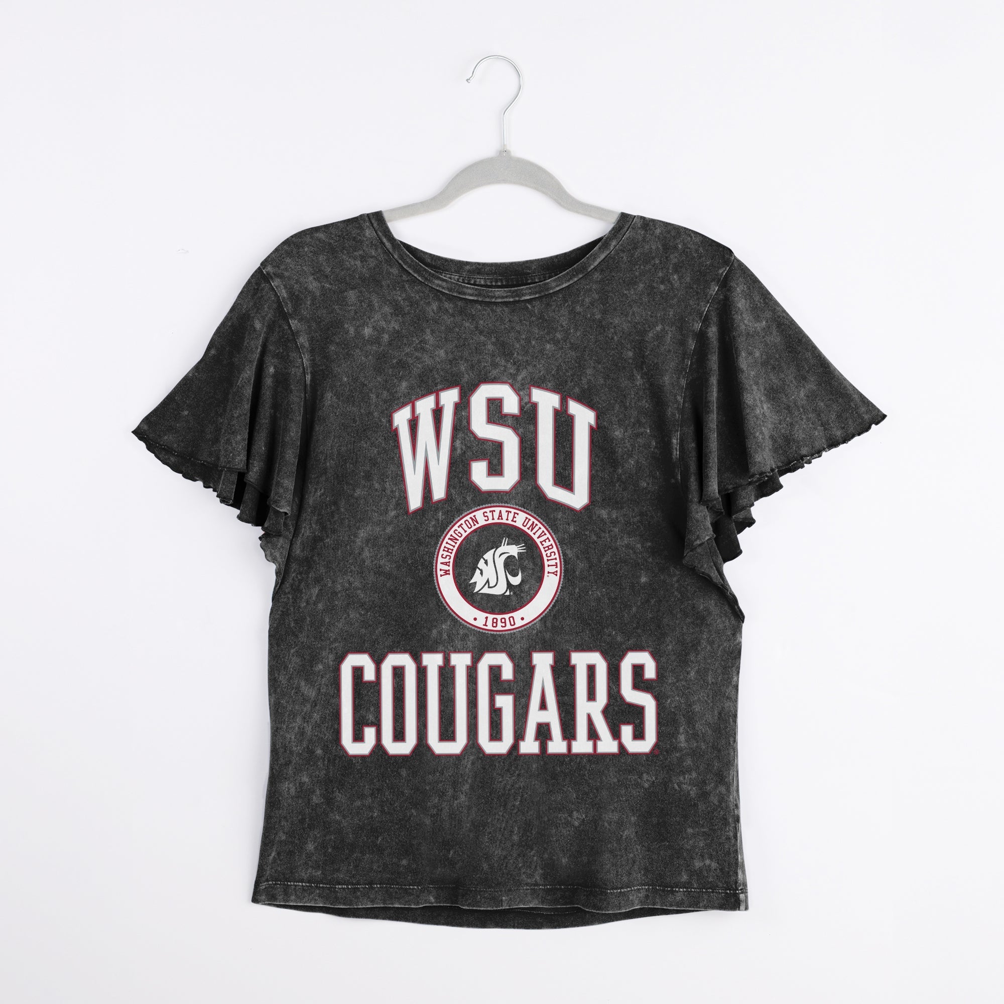 WASHINGTON STATE COUGARS VICTORY MODE FLUTTER SLEEVE TEE IN BLACK