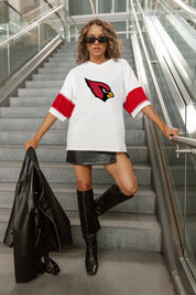 ARIZONA CARDINALS DOMINANCE RHINESTONE STRIPE VARSITY TEE