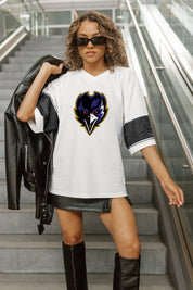 BALTIMORE RAVENS DOMINANCE RHINESTONE STRIPE VARSITY TEE