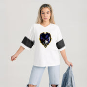 BALTIMORE RAVENS DOMINANCE RHINESTONE STRIPE VARSITY TEE