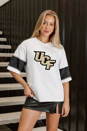 CENTRAL FLORIDA KNIGHTS DOMINANCE RHINESTONE STRIPE VARSITY TEE