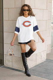 CHICAGO BEARS DOMINANCE RHINESTONE STRIPE VARSITY TEE