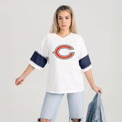 CHICAGO BEARS DOMINANCE RHINESTONE STRIPE VARSITY TEE