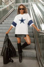 DALLAS COWBOYS DOMINANCE RHINESTONE STRIPE VARSITY TEE