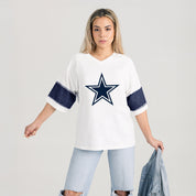 DALLAS COWBOYS DOMINANCE RHINESTONE STRIPE VARSITY TEE