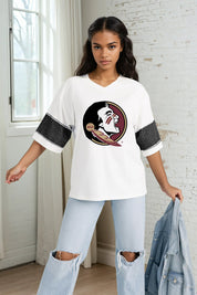 FLORIDA STATE SEMINOLES DOMINANCE RHINESTONE STRIPE VARSITY TEE