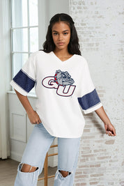GONZAGA BULLDOGS DOMINANCE RHINESTONE STRIPE VARSITY TEE