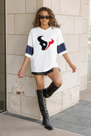 HOUSTON TEXANS DOMINANCE RHINESTONE STRIPE VARSITY TEE