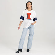 ILLINOIS FIGHTING ILLINI DOMINANCE RHINESTONE STRIPE VARSITY TEE