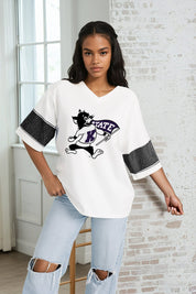 KANSAS STATE WILDCATS DOMINANCE RHINESTONE STRIPE VARSITY TEE