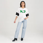 NORTH DAKOTA FIGHTING HAWKS DOMINANCE RHINESTONE STRIPE VARSITY TEE