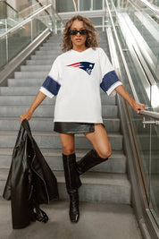 NEW ENGLAND PATRIOTS DOMINANCE RHINESTONE STRIPE VARSITY TEE