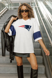 NEW ENGLAND PATRIOTS DOMINANCE RHINESTONE STRIPE VARSITY TEE