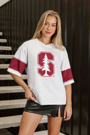 STANFORD CARDINAL DOMINANCE RHINESTONE STRIPE VARSITY TEE