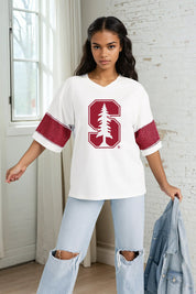 STANFORD CARDINAL DOMINANCE RHINESTONE STRIPE VARSITY TEE