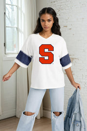 SYRACUSE ORANGE DOMINANCE RHINESTONE STRIPE VARSITY TEE